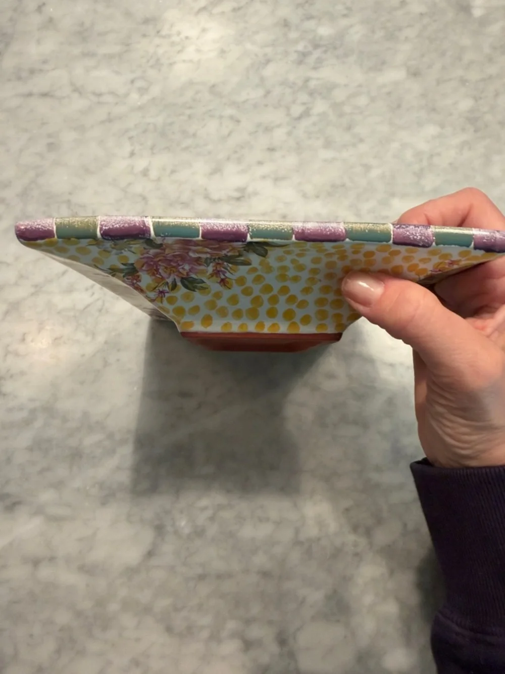 Striped Purple & Green Decorative Catchall Tray